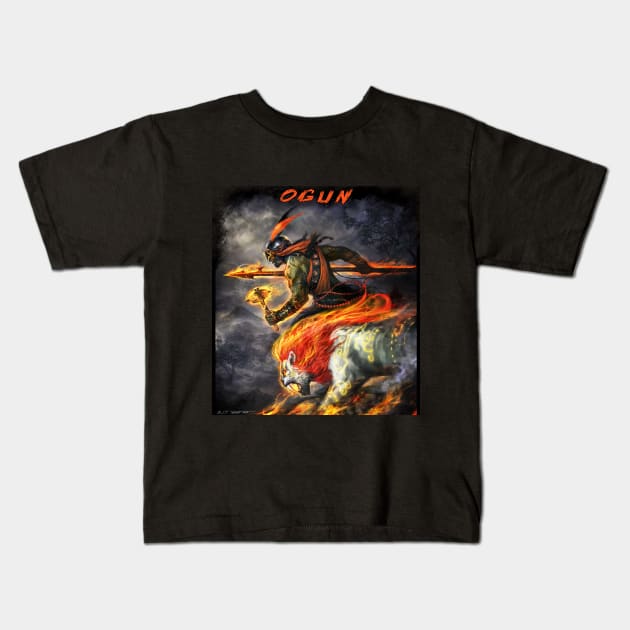 Ogun The Yoruba God of Iron and War Kids T-Shirt by JP Targete